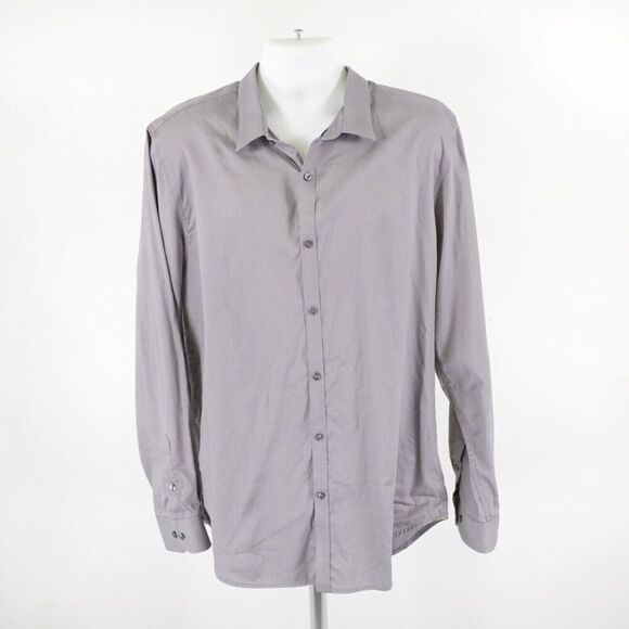 Structure‎ Gray Striped Slim Fit XL Collared Dress Shirt Long Sleeve - Picture 3 of 9